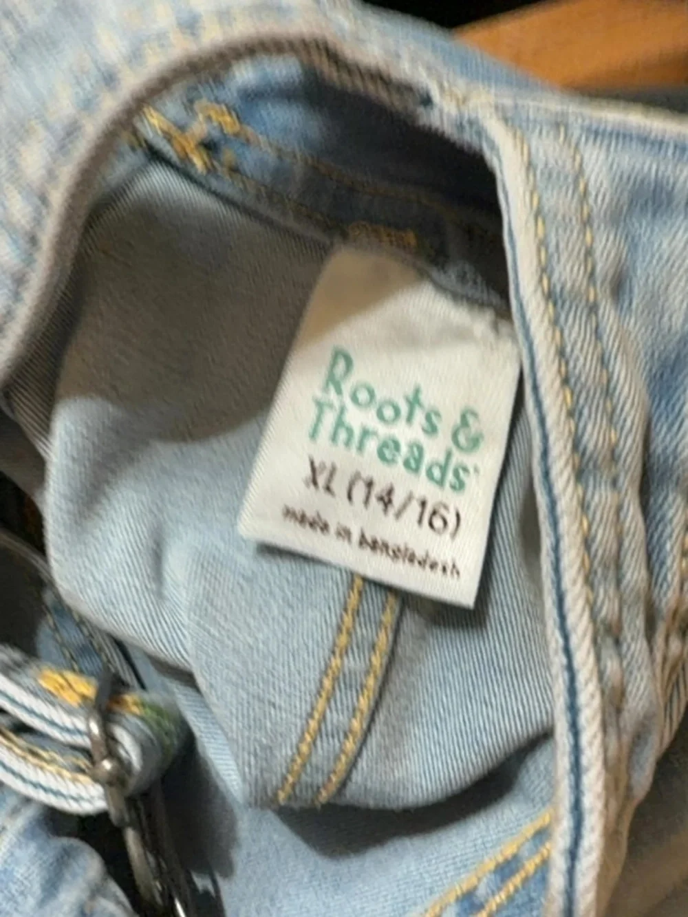 Roots & Threads Sunflower Denim Overalls XL NWT